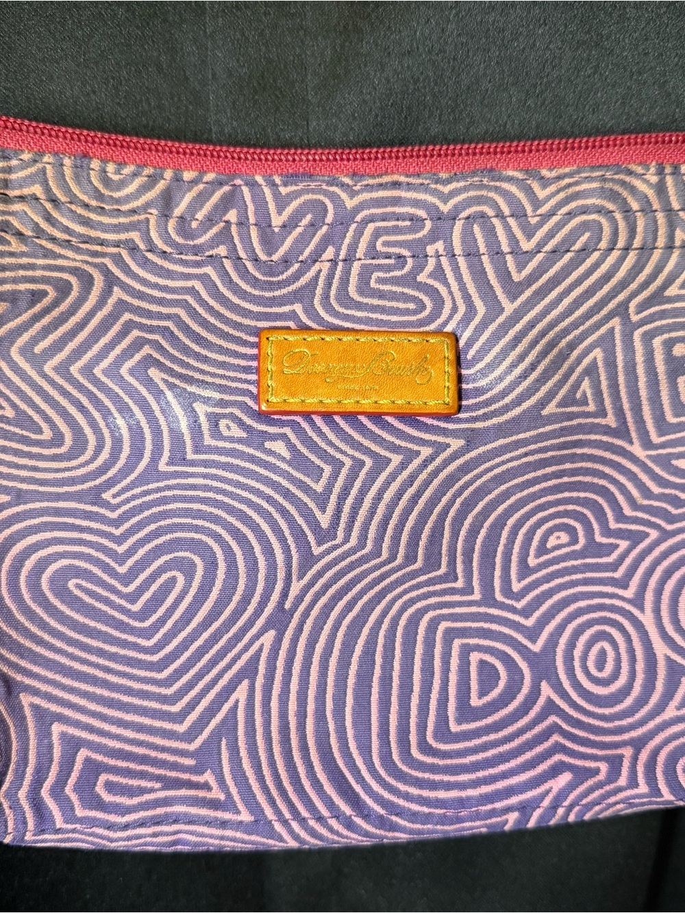 Dooney & Bourke Lavender and Pink Heart Maze small purse